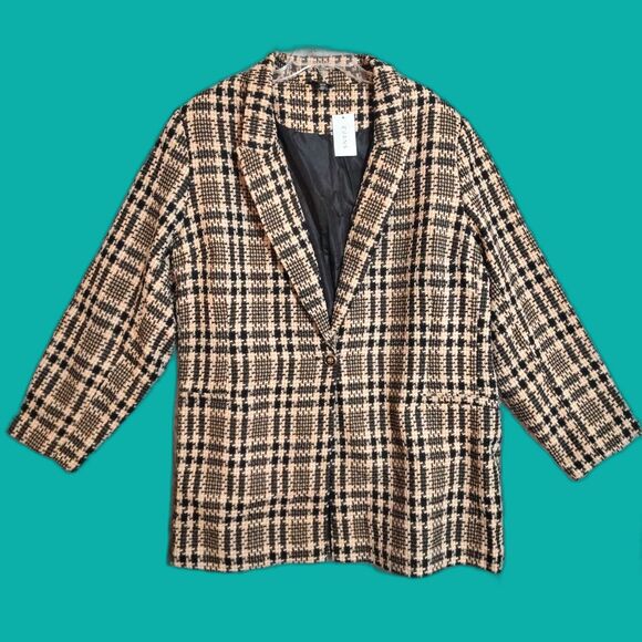 NWT Evans Jacket Megan Size 26/28 Plaid Tweed Fall Winter Plus Size Curvy - Picture 1 of 5